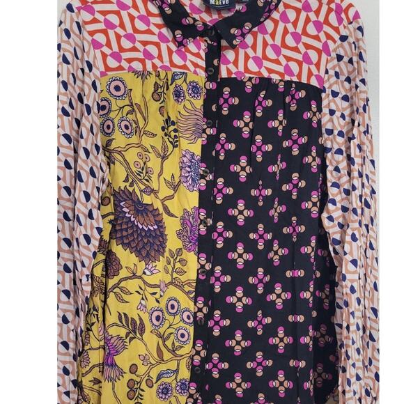 New Maeve x Anthropologie PAZ Button Down 1X Multicolored Floral Abstract Blouse - Picture 5 of 12